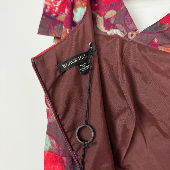 NWT Black Halo Jackie O Sheath Dress Red French Rose Floral Print Size 2 - Picture 7 of 11